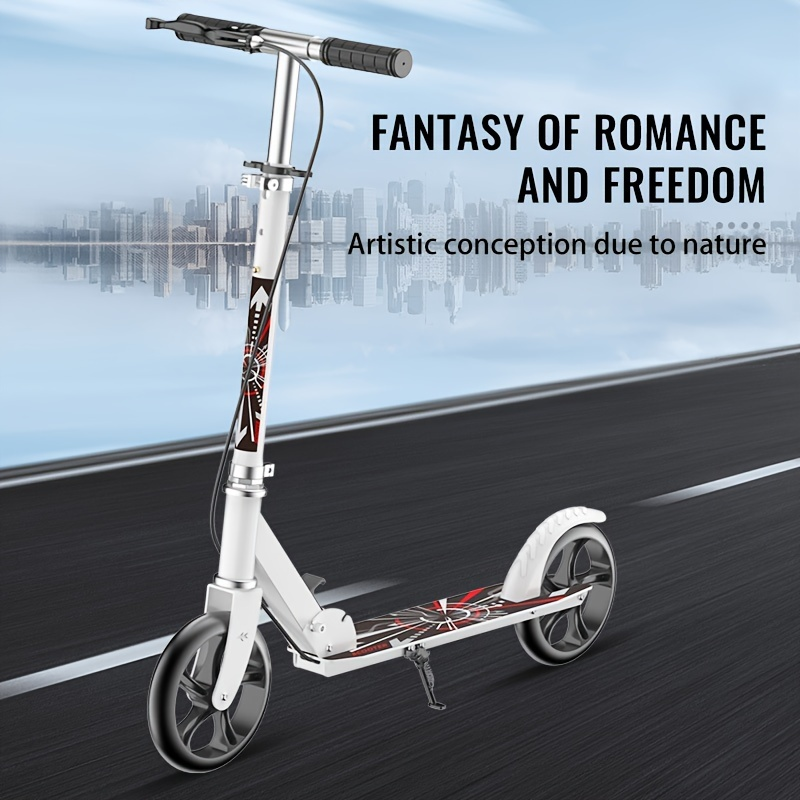 Folding Kick Scooter for Adults & Teens 14+ – Front Suspension, Front Brake, Iron Frame, Compact Urban Commuter