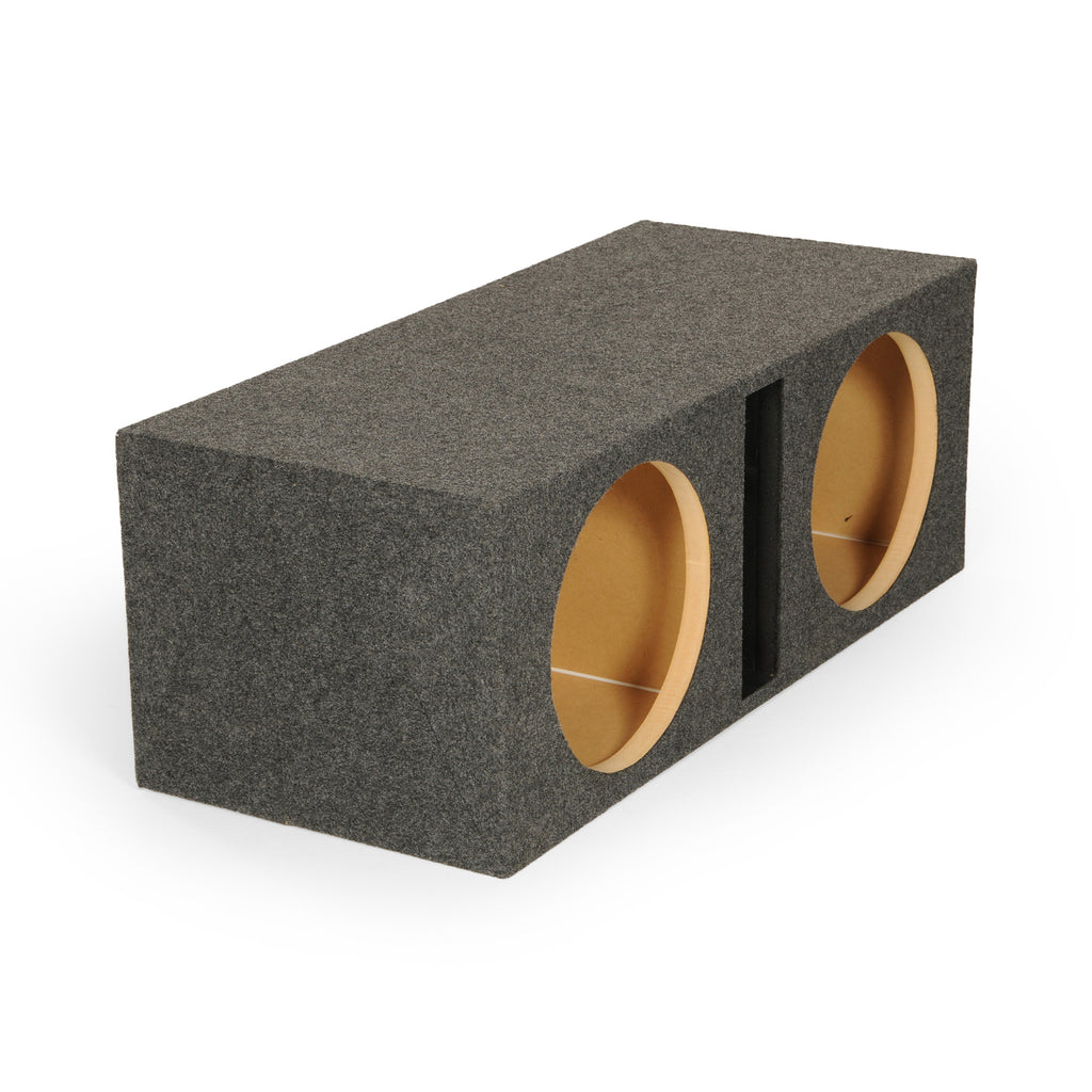 QPower QBASS Dual 12 Inch Heavy Duty MDF Material Car Audio Subwoofer Enclosure Boxes with Shared Slot Port Vent and Dual Chamber Design, Charcoal