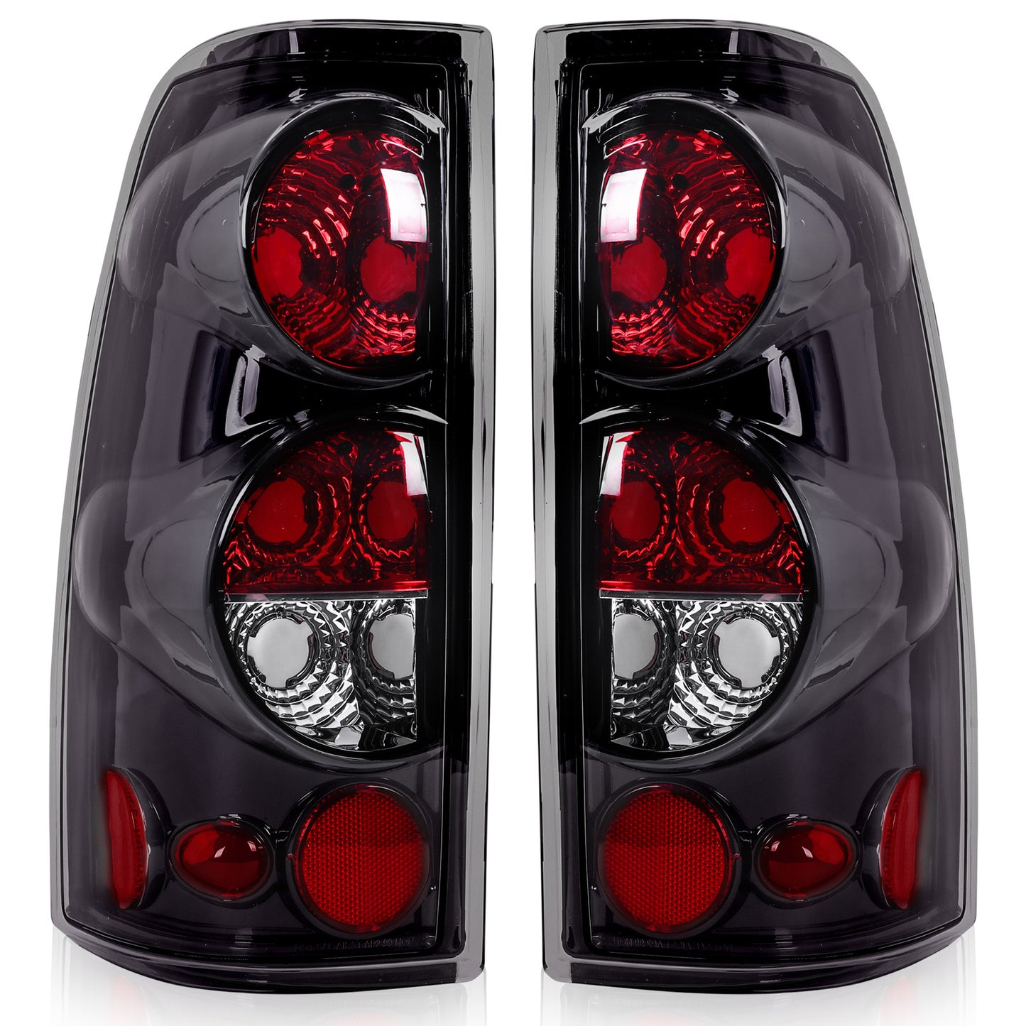 Tail Lights for Chevy Silverado 1500 2500 3500 1999-2006 & GMC Sierra 1999-2003 – Direct Replacement Pair | Black Housing | Smoked Gray / Red / Smoked Lens Options