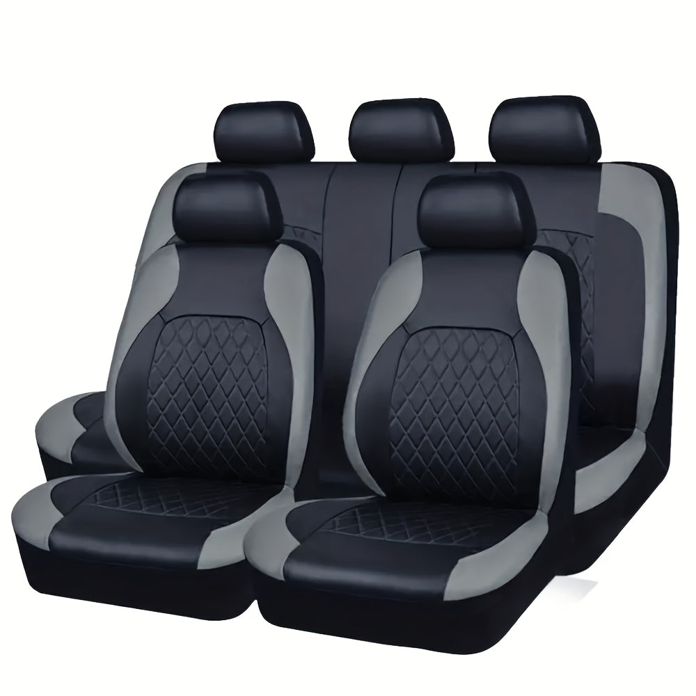 PU Leather Car Seat Covers Full Set Car Seat Covers Full Set Front Seats And Rear Bench,  Fit 5 Seat Covers Jeeps Car Accessories for Men for SUV, Automotive Truck, Scratch Proof