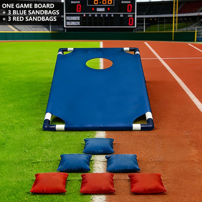 Portable Bean Bag Toss Game Set – 2 Foldable Boards & 12 Bean Bags, Outdoor Party Backyard Camping Game for Kids & Adults | Red & Blue | No Battery Required
