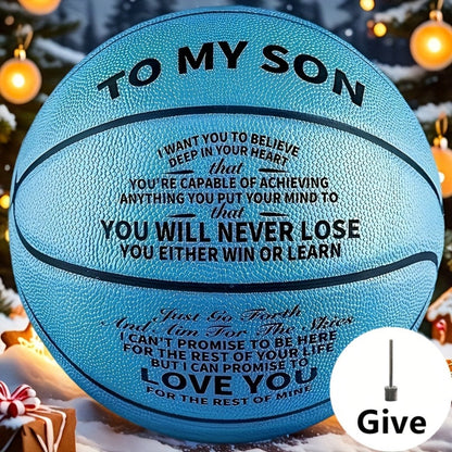 Personalized Basketball Gift for Son & Grandson Standard Size with Pump To My Son To My Grandson Heartfelt Message Sports Birthday Christmas Holiday Gift for Boys Teens