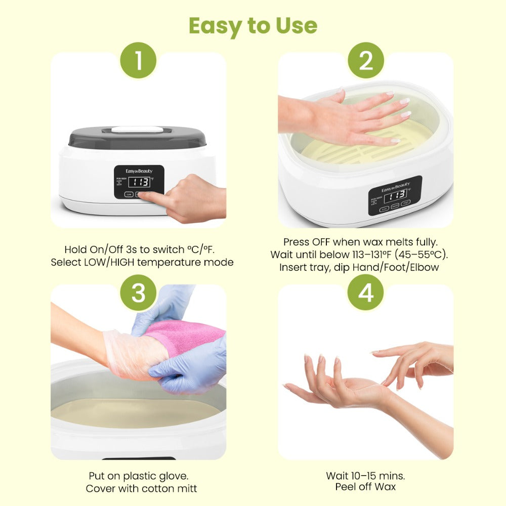 Paraffin Wax Warmer Kit 3000ml Touchscreen for Hands & Feet – Includes 6 Packs Refill Wax, Hot Wax Spa Bath for Arthritis Pain Relief & Deep Skin Moisturizing, Home Salon Use Purple Pink White Green Black