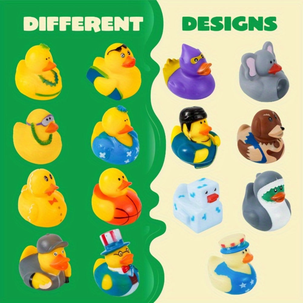 Mini Rubber Ducks 15 Pack with Mesh Bag – Assorted 2-Inch Multicolor Bath Duckies for Kids Birthday Party Favors, Pool Games, Baby Shower Decorations, Easter Basket & Goodie Bag Stuffers