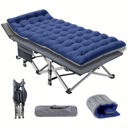 Heavy Duty Folding Camping Cot 75 Inch Portable Sleeping Bed with Carry Bag Guest Bed for Adults Outdoor Camping Hiking Home Use Gray Wine Red with Blue Mattress or Two Side Mattress