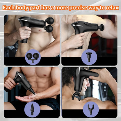 Handheld Massage Gun with Dual Heads – 3 Interchangeable Attachments for Full Body Relief | Powerful Rechargeable Fascia Gun for Back, Arms & Sports Recovery | Ideal for Running & Fitness