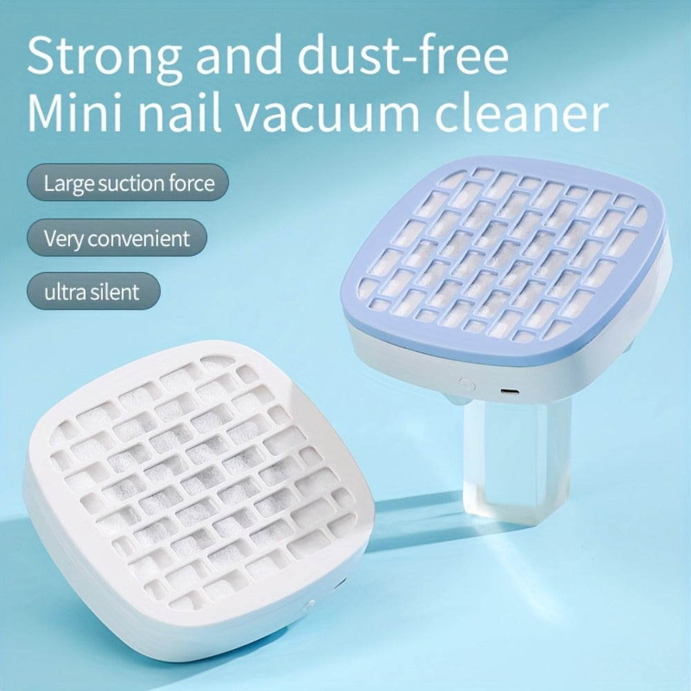 Nail Dust Collector Mini USB Electric Vacuum Cleaner with 10 Filter Pads & Strong Suction – Portable Nail Dust Suction Machine for Acrylic Gel Filing, Home Nail Station, Salon & Travel, White Pink Blue