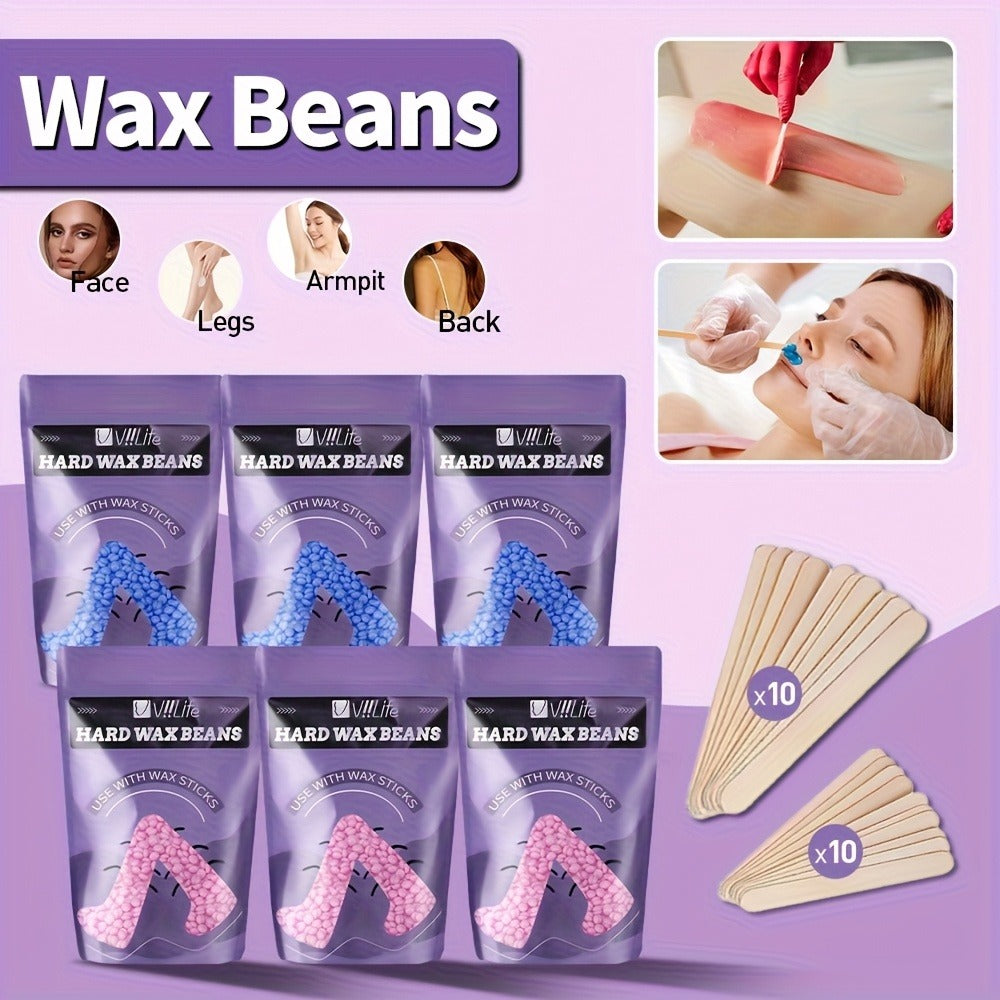 Hard Wax Warmer Kit 43 Piece Complete Home Waxing Set with Pink Hard Wax Beads - No Strip Hair Removal for Face Eyebrow Body Brazilian Bikini Underarm - Professional Wax Pot Machine for Women & Men