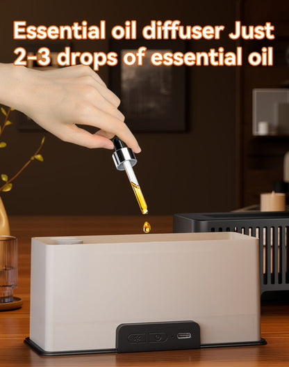 Flame Humidifier with 7-Color Simulated Fire Effect | USB Aromatherapy Essential Oil Diffuser & Cool Mist Humidifier for Living Room, Bedroom & Office | Atmosphere Decor Gift | Black & White