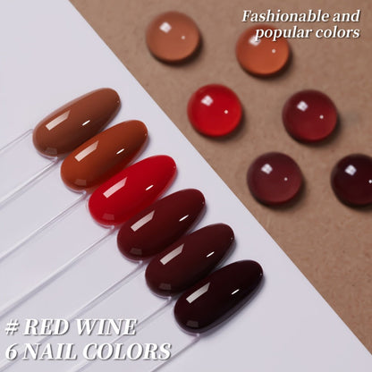 Jelly Gel Nail Polish Set 6 Colors — Nude Pink Translucent Soak Off LED UV Curable Semi-Permanent Gel Polish Kit | Photo Frame Bottle | Long Lasting Glossy Finish | Home Salon DIY Manicure Gift for Women