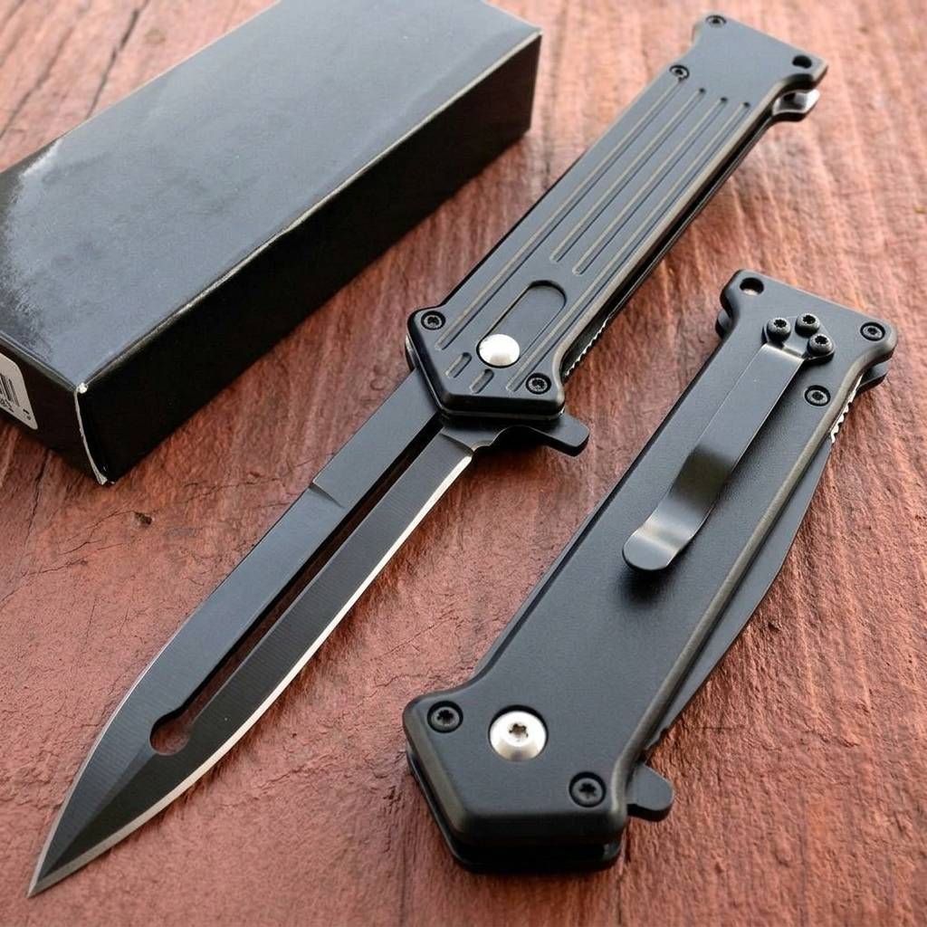 EDC Pocket Knife 440 Stainless Steel Blade – 8" Folding Knife with Aluminum Handle, Belt Clip & Liner Lock | Everyday Carry Tactical Knife for Men