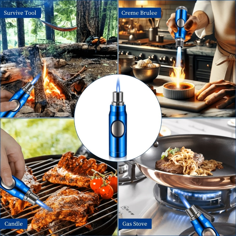 Refillable Torch Lighter with Adjustable Jet Flame – Butane Igniter for Candle, BBQ Grill, Camping & Outdoor Use, No Battery Required, Gift Box Included (Gas Not Included)