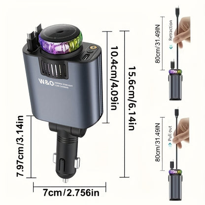 3-In-1 Multifunctional Perfume Machine Car Charger with Starry Sky Light - 3 Kinds of Perfume, Dual 80Cm/32Inch Retractable Cable, Durable And Tangle-Free Adapter for Iphone 16/15/Plus/Pro Max, for S25/24 - Christmas New Year Birthday Gift