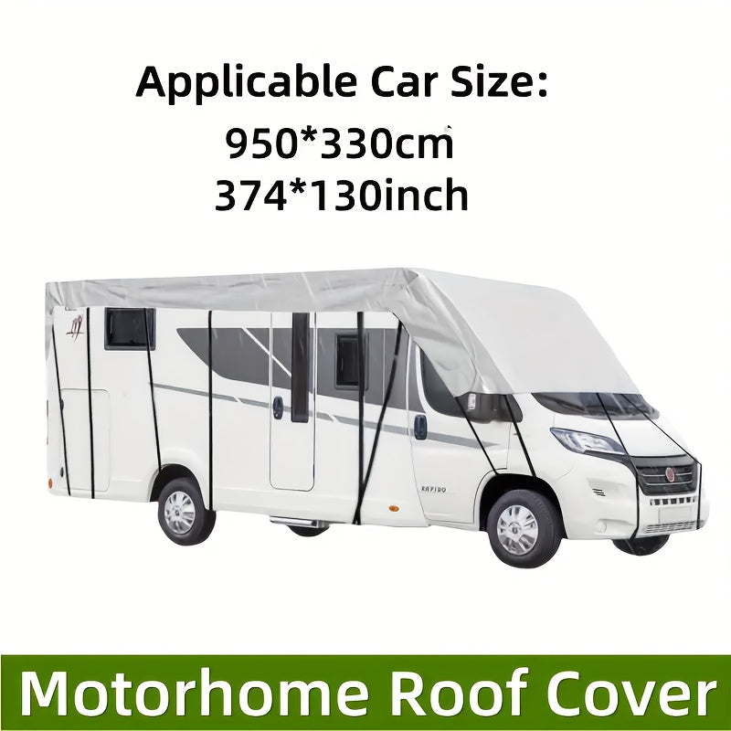 RV & Motorhome Cover, Polyester Travel Trailer Protector, Snow Frost Leaf Dust Rain Sun Protection, with Convenient Storage Bag, Adjustable Straps + Hooks, Easy Installation RV & Trailer Covers