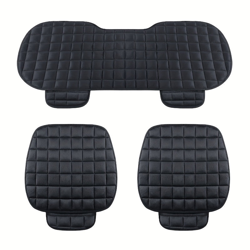 1/2/3pcs Plush Plaid Thickened Heat-Insulating Car Seat Cushions, Car Seat Front And Rear Seat Protection Pads, Non-Slip Protection Pads, Universal Car Interior, Suitable for Various Models of Breathable Car Seat Cushions