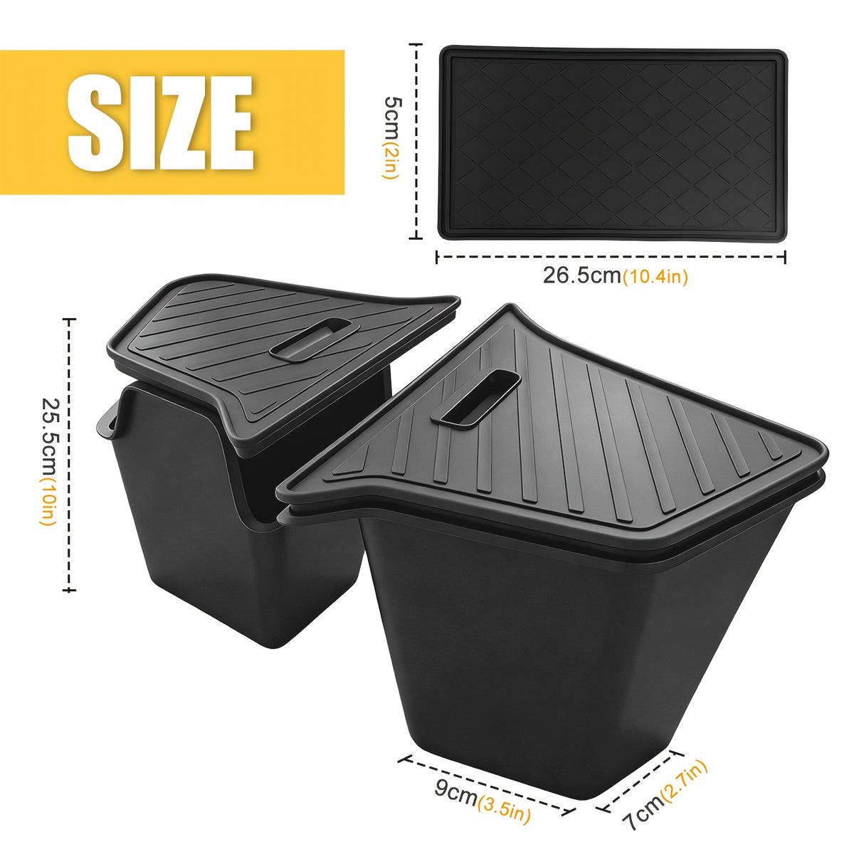 TPE for TESLA Model Y Trunk Storage Bin With Lids | Perfect For 2025-2026 Juniper Rear Cargo Container| Scratch-Resistant Trunk Organizer For Tesla Model Y Accessories| Model Y Juniper Accessories
