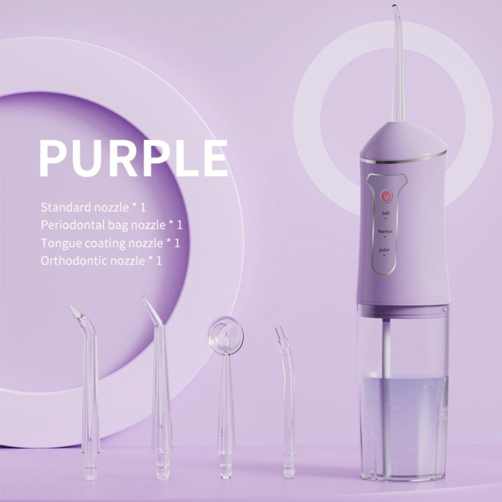 Smart Chip Water Flosser Cordless Oral Irrigator USB Rechargeable 4 Nozzles Orthodontic Tip 3 Cleaning Modes Portable Electric Dental Water Pick for Braces Gum Health Travel Home Men Women