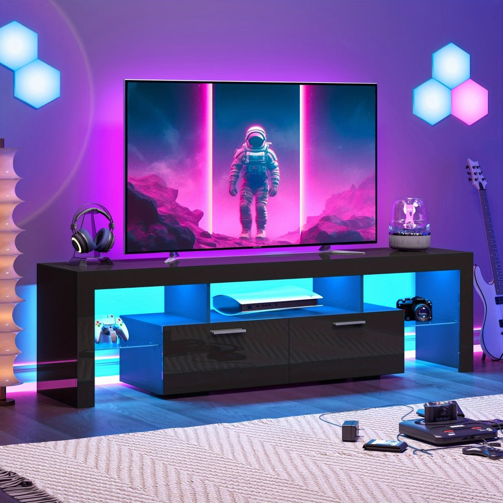 TV Stand, LED Entertainment Center for 55 to 80 Inch TVs with Storage Drawers USB LED shown in the main product view