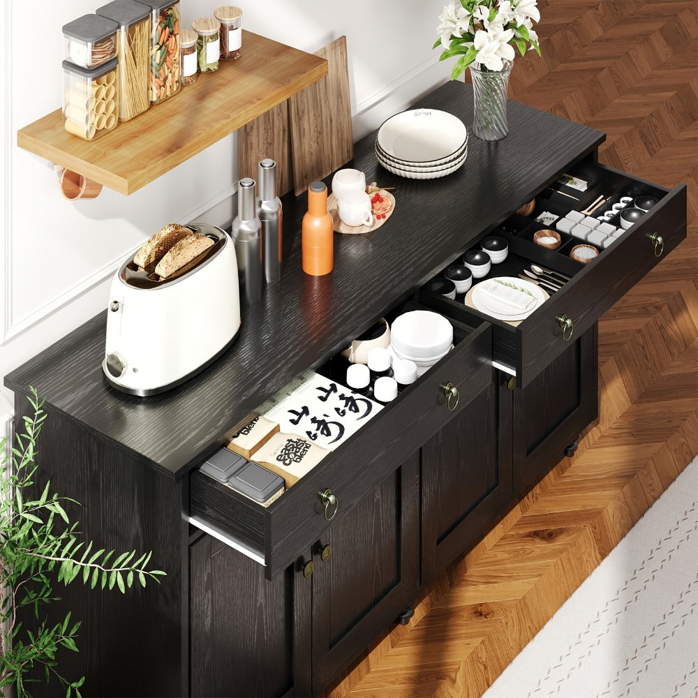 55-Inch Buffet Cabinet with Adjustable Shelves for Organized Everyday Storage in Entryway detail image - detail view 11