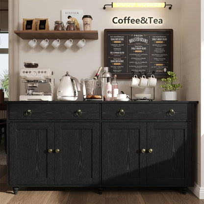 55-Inch Buffet Cabinet with Adjustable Shelves for Organized Everyday Storage in Entryway detail image - detail view 12