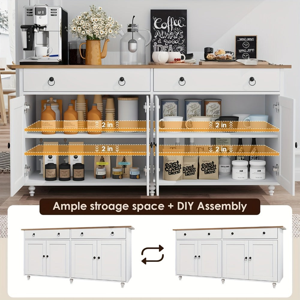 55-Inch Buffet Cabinet with Adjustable Shelves for Organized Everyday Storage in Entryway detail image - detail view 6