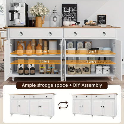 55-Inch Buffet Cabinet with Adjustable Shelves for Organized Everyday Storage in Entryway detail image - detail view 6