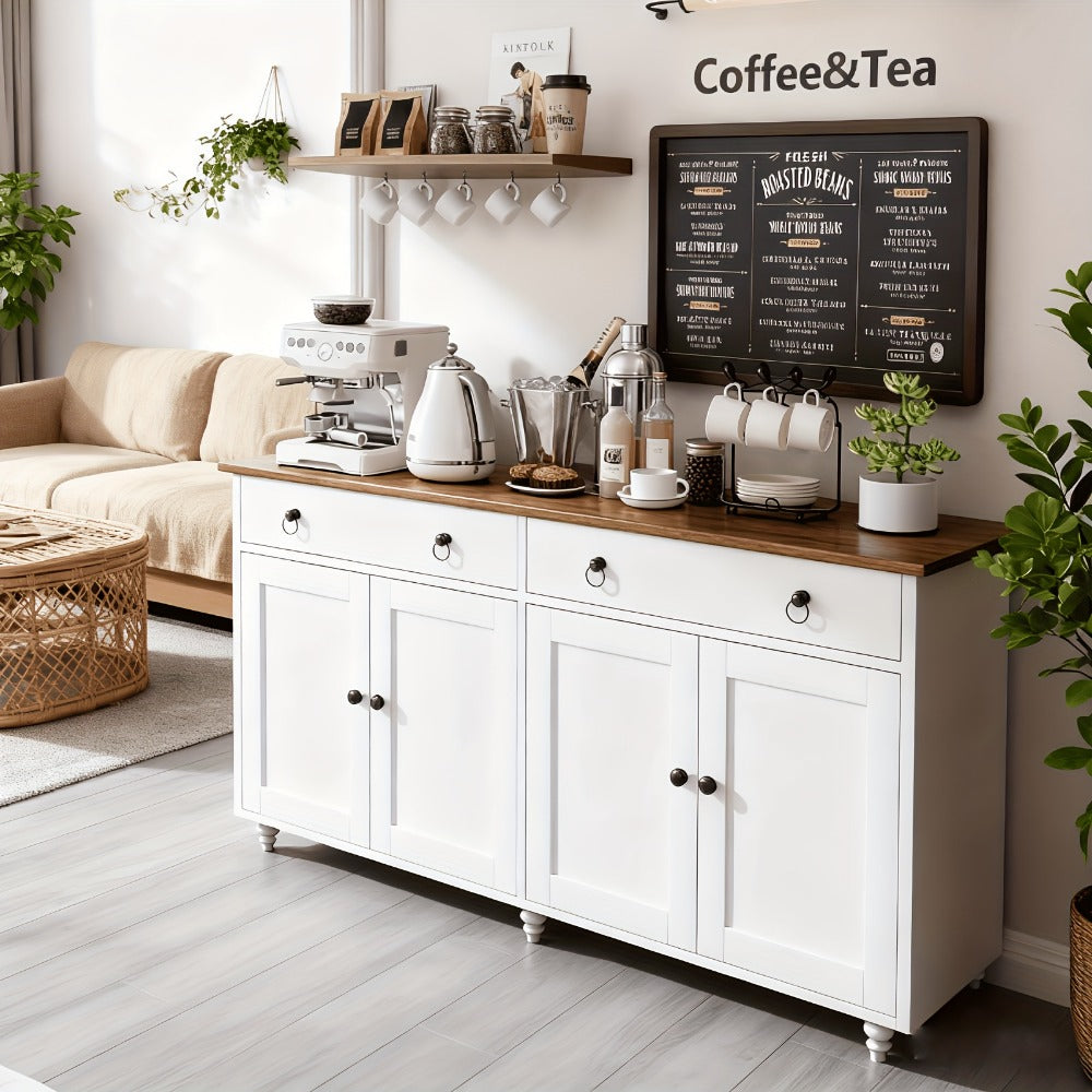 Buffet Cabinet, 55" with 4 Doors 2 Drawers & Adjustable Shelves, Modern Sideboard Coffee shown in the main product view