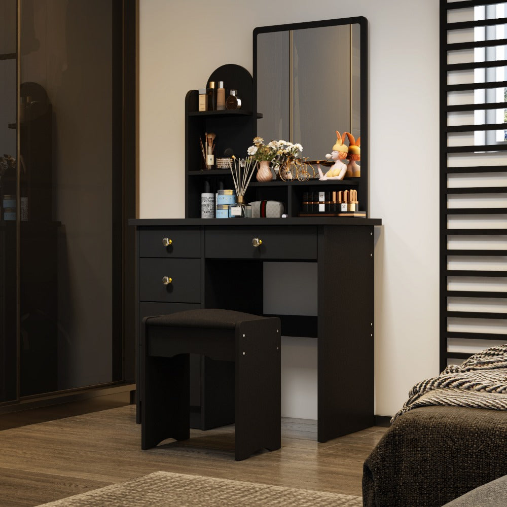 55-Inch Makeup Vanity Desk with LED Lighting and Padded Seat detail image - detail view 10
