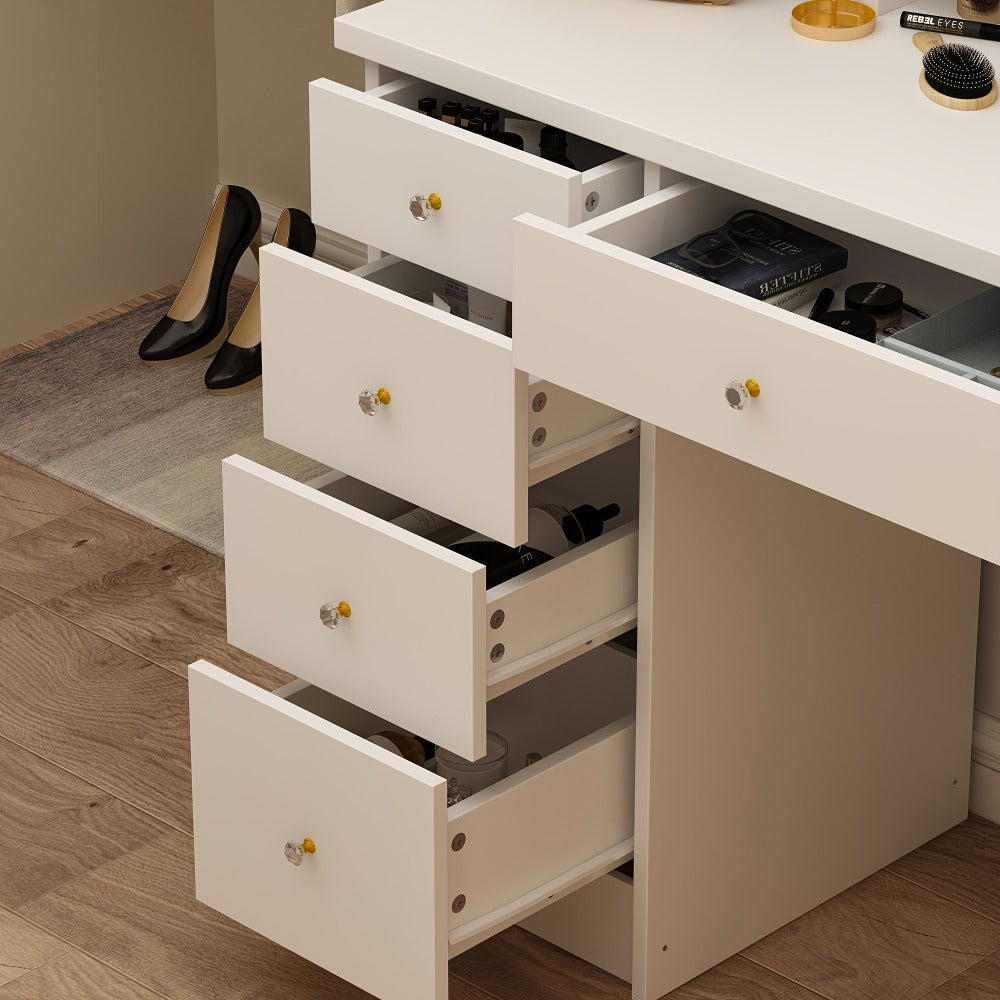 55-Inch Makeup Vanity Desk with LED Lighting and Padded Seat detail image - detail view 9