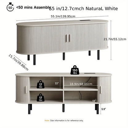 TV Stand shown in the 55 Inch Natural White option