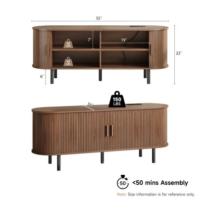 TV Stand shown in the 55 Inch Walnut option