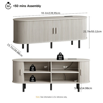 55-Inch TV Stand with Charging Station for Practical Everyday Home Use detail image - detail view 10