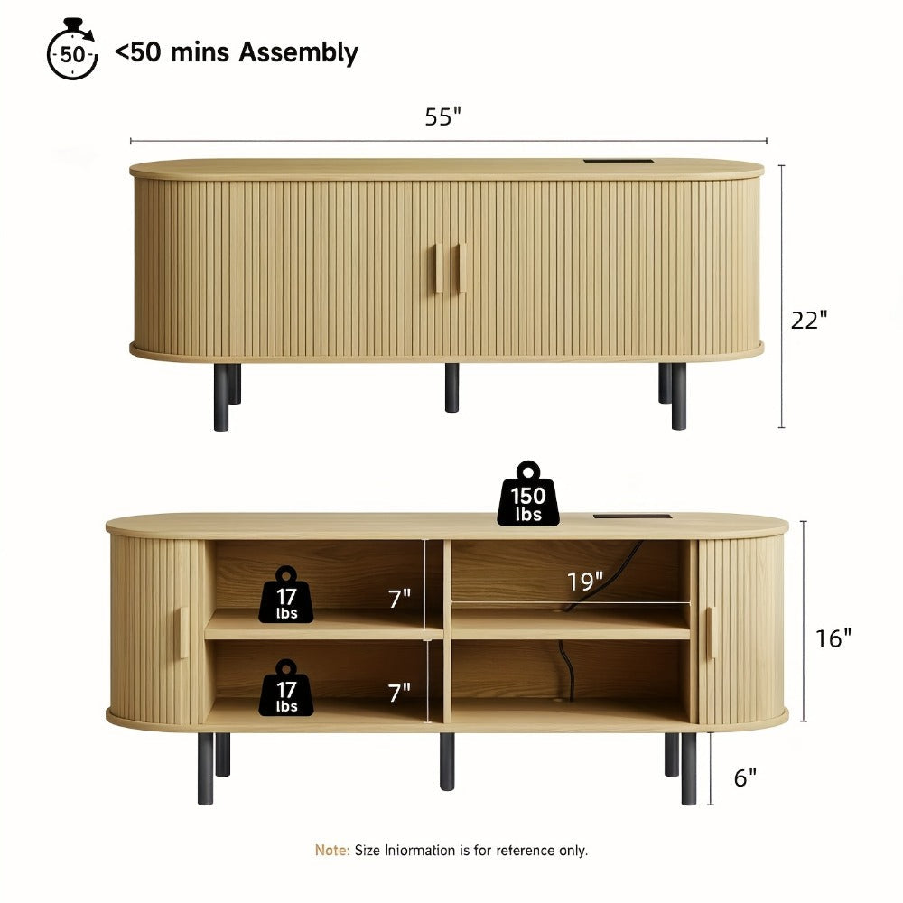 55-Inch TV Stand with Charging Station for Practical Everyday Home Use detail image - detail view 19