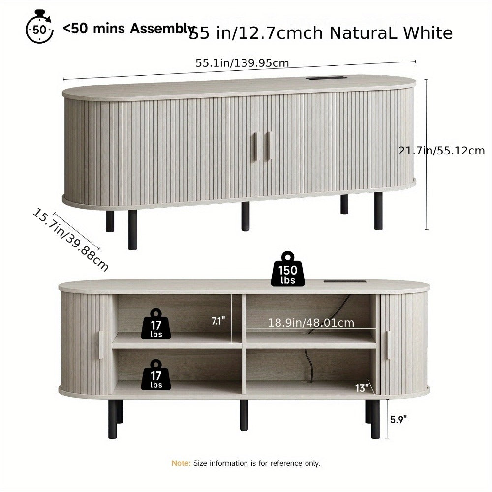 55-Inch TV Stand with Charging Station for Practical Everyday Home Use detail image - detail view 20