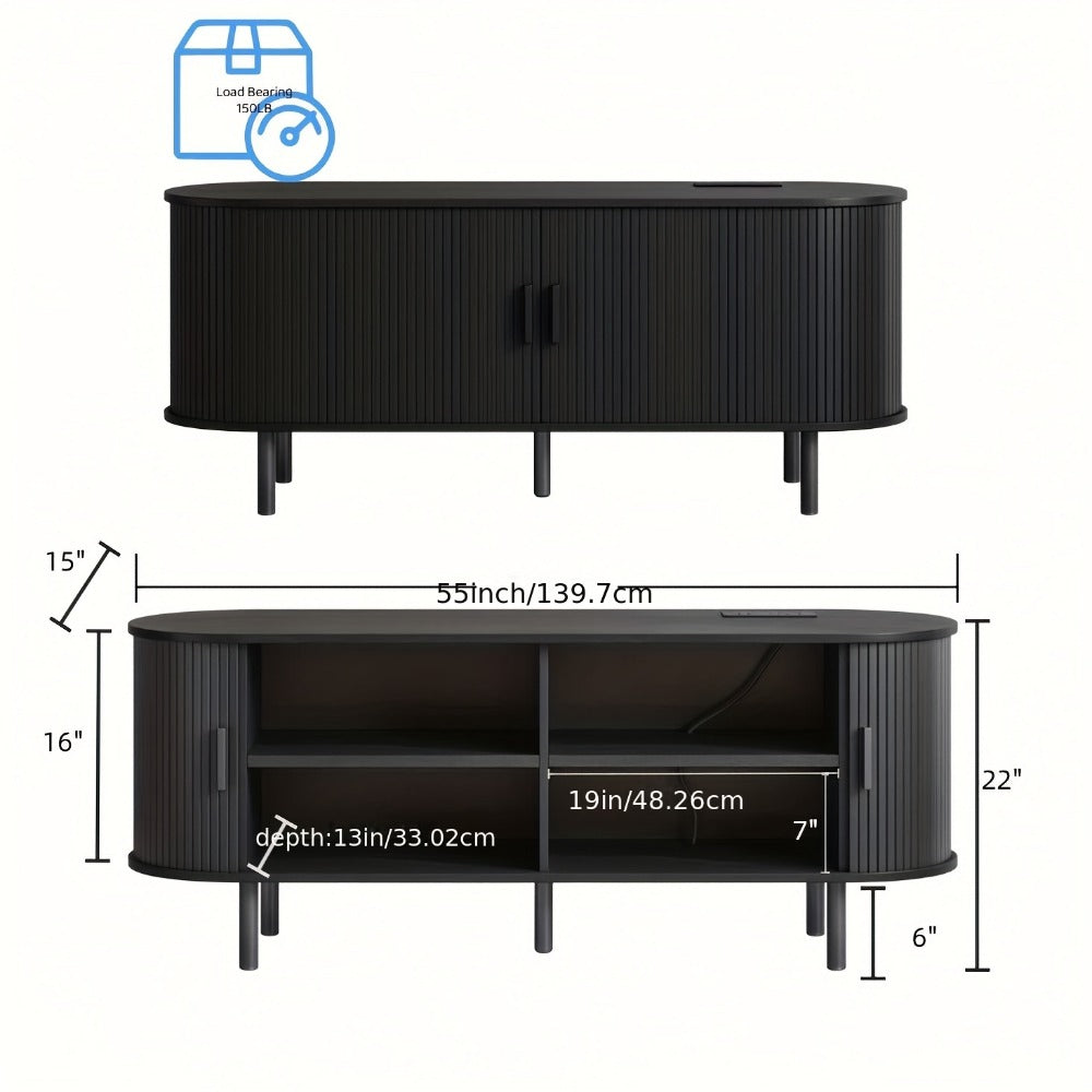 55-Inch TV Stand with Charging Station for Practical Everyday Home Use detail image - detail view 3