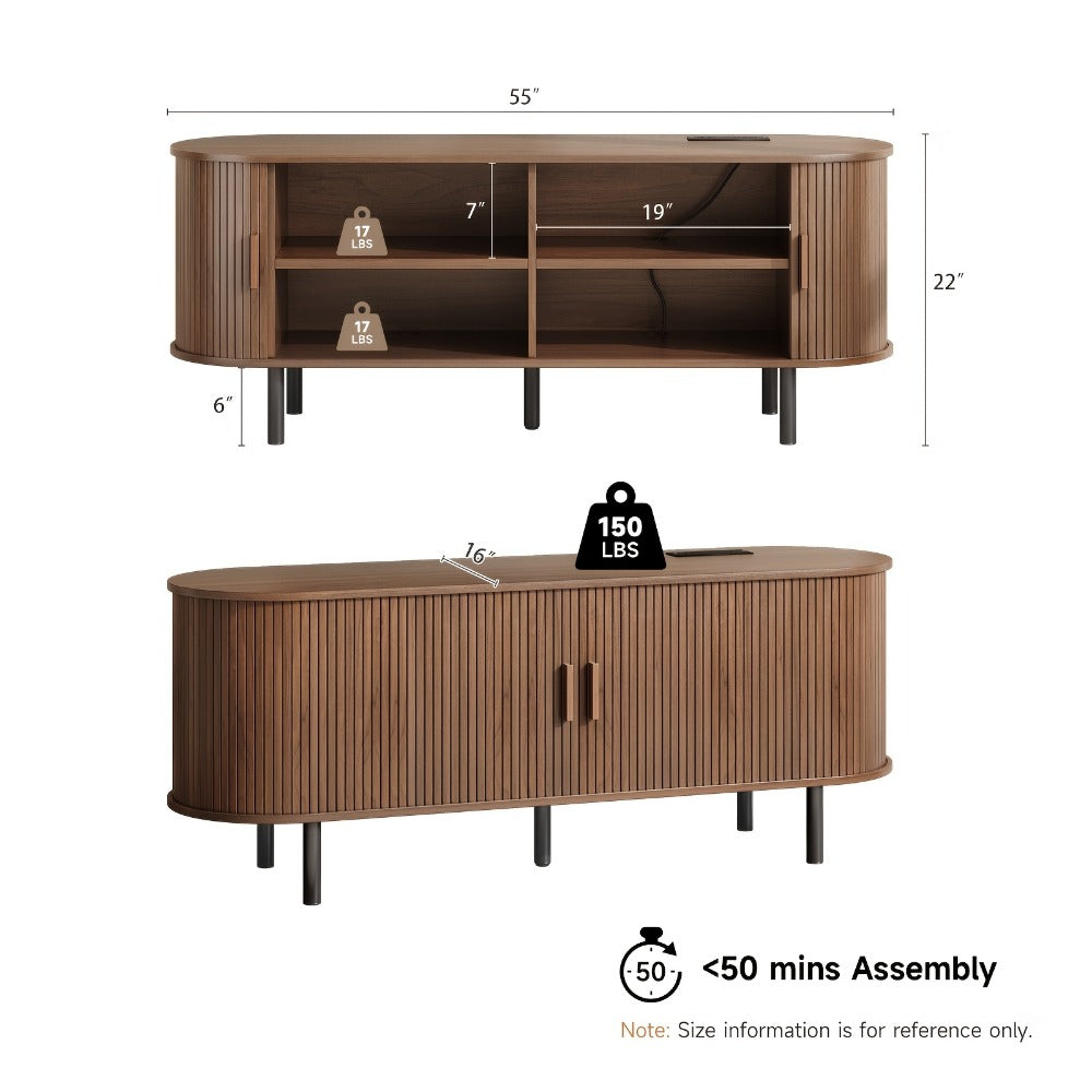55-Inch TV Stand with Charging Station for Practical Everyday Home Use detail image - detail view 4