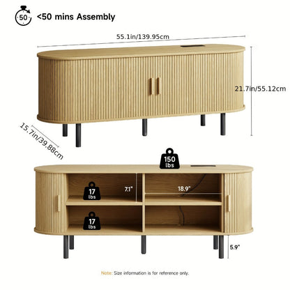 55-Inch TV Stand with Charging Station for Practical Everyday Home Use detail image - detail view 7