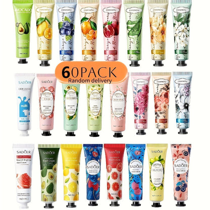 Travel Size Hand Cream Bulk 60 Pack Shea Butter Vitamin C Glycerin Moisturizing Lotion for Dry Cracked Hands – Assorted Styles Skincare Bulk Gift Set for Women Coworkers Teachers Graduation Appreciation