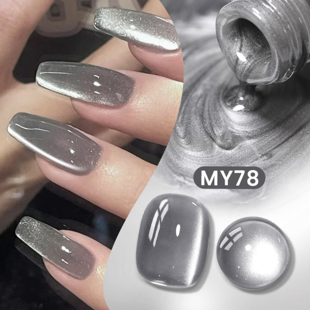 Cat Eye Magnetic Gel Polish Smoky Ash Grey 10ml BORN PRETTY — Semi-Permanent Soak-Off UV LED High Gloss Nail Varnish with Cat Eye Magnet Included, Long-Lasting Salon & Home DIY Nail Art Women