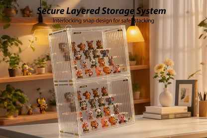4-Tier Acrylic Figure Display Case with Magnetic Design – Clear Collector Showcase Box for Action Figures Dolls Funko Pop Anime Desktop Organizer
