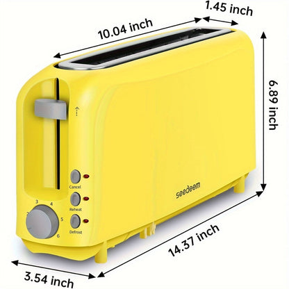 2 Slice Slim Toaster with 6 Shade Settings, Cancel Reheat Defrost Functions, Removable Crumb Tray – Compact 750W Bread Toaster for Kitchen Counter, Fits Bread Waffle Bagel