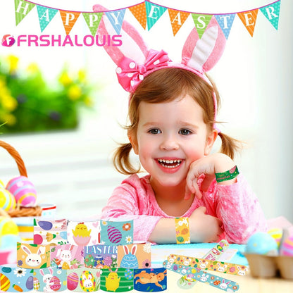 Easter Slap Bracelets for Kids 72 Pcs Bulk – Easter Basket Fillers Egg Hunt Prizes Classroom Rewards & Party Favors for Boys & Girls – PVC Snap Bracelets for Easter Spring Celebrations & School Events
