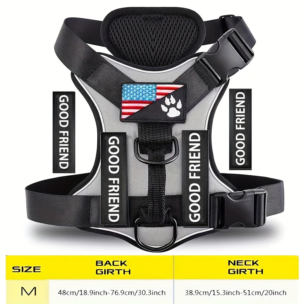 Service Dog Harness with 5 Patches – Reflective Adjustable Oxford Vest with Inner Mesh Layer, Service Dog ID System for Small Medium Large Dogs, XS–XL, 5 Colors