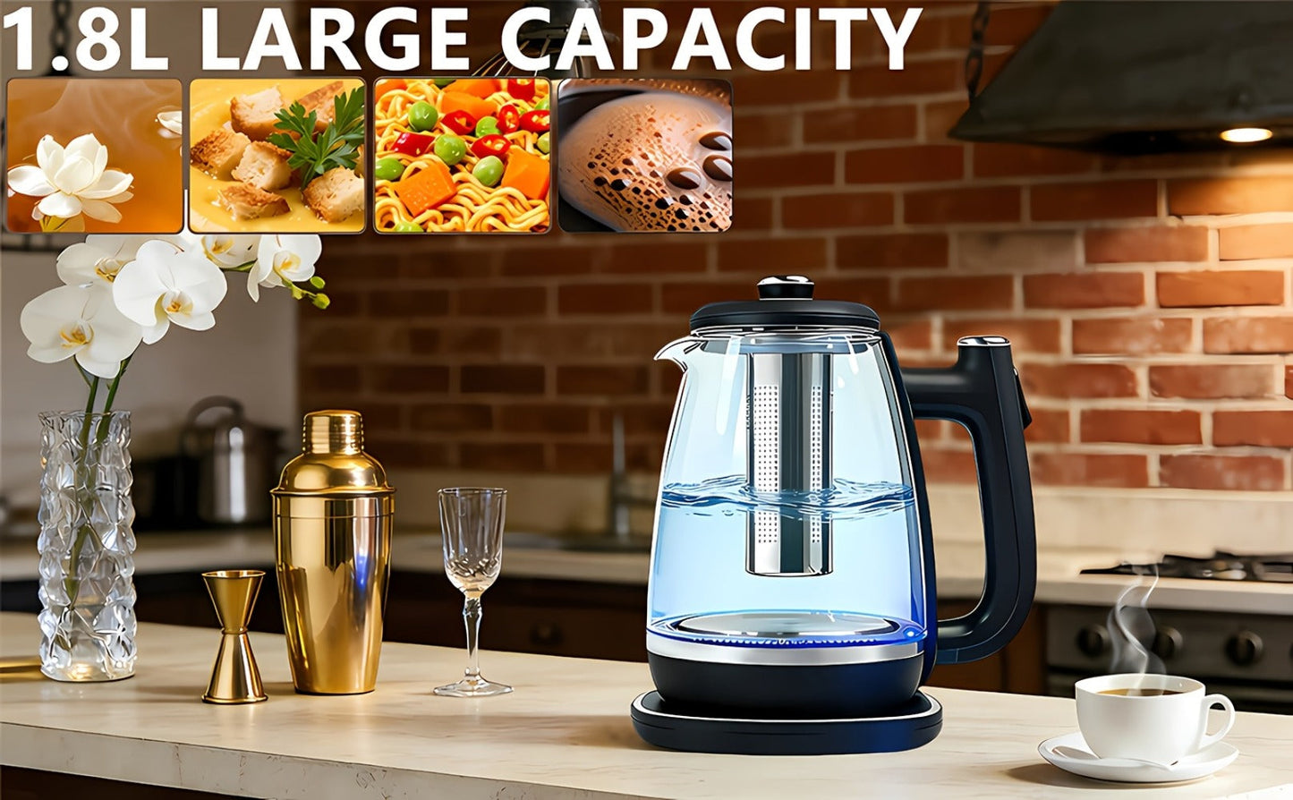 Electric Kettle 1150W Fast Heating – Removable Stainless Steel Filter, Overheat Protection & Easy to Clean, Versatile Hot Water Kettle for Coffee, Tea & Drinking Water, Ideal Kitchen Gift