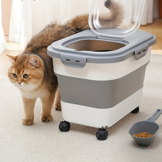 Pet Food Storage Container with Wheels – Large Capacity Airtight Sealed Bin, Moisture & Insect Proof with Measuring Cup for Cat & Dog Dry Food