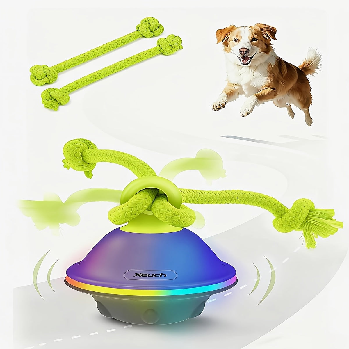 Automatic Rolling Dog Ball Toy with Rope - Motion-Activated Wicked Ball with Voice Recording, Interactive Self-Moving Stimulation Toy for Small Medium Dogs, Relieves Boredom & Anxiety
