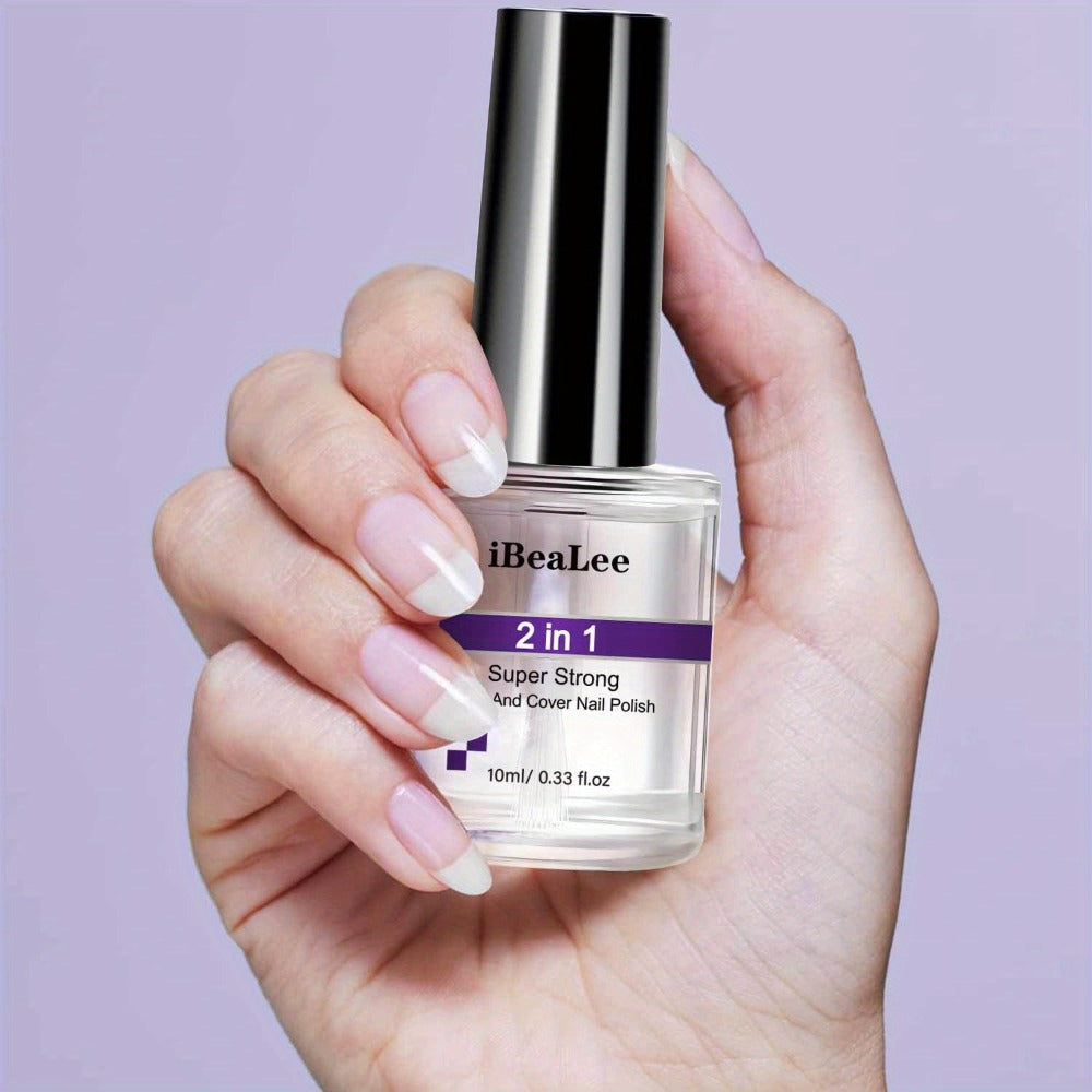 Base Coat and Top Coat 2-in-1 Nail Polish Super Strong Chip Resistant Long Lasting High Shine Nourishing Nail Treatment Stops Chipping and Peeling for Healthy Beautiful Nails 10ml