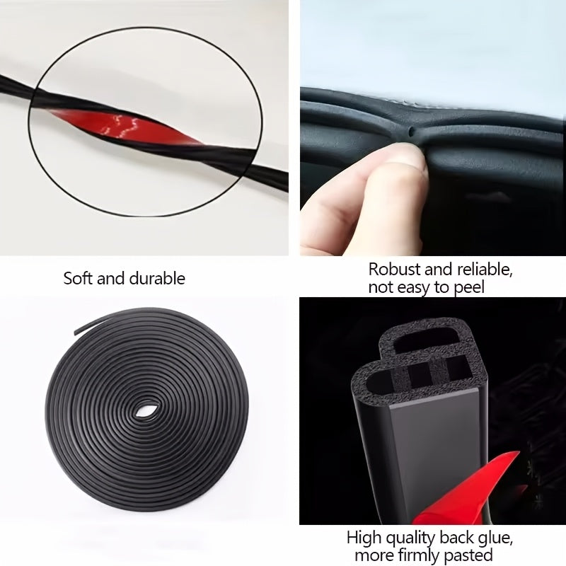 16.73Ft/510Cm Noise Reduction Car Door Window Sealing Strips, Universal Self-Adhesive Rubber Strip, Automotive Seal Strip, Sound Insulation Effect, Shock Absorption, Suitable for Cars, Trucks, Suvs, Rvs