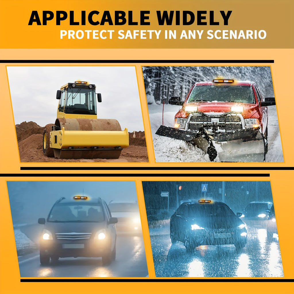 1pc 48 LED Beacon Light Bar Rooftop Safety Plow Light for Construction Vehicles Work Trucks Cars - Amber White