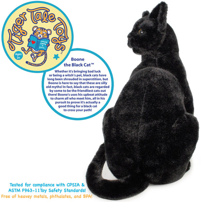 Boone Black Cat Plush Toy 13 Inch Lucky Black Cat Stuffed Animal — Premium Soft Kawaii Kitty Doll for Kids Adults, Unique Halloween Birthday Christmas Gift for Cat Lovers Girls Boys
